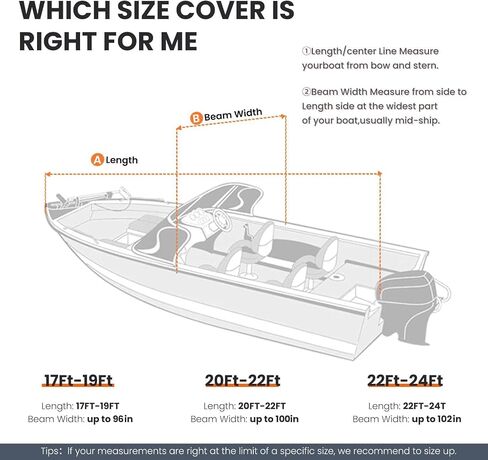Boat Cover,17'-19' Waterproof Universal Boat Cover,800D Marine Grade Polyester Canvas,Tri-Hull,Fits V-Hull, Runabout, Pro-Style Bass Boat with Tightening Strap in Saudi Arabia