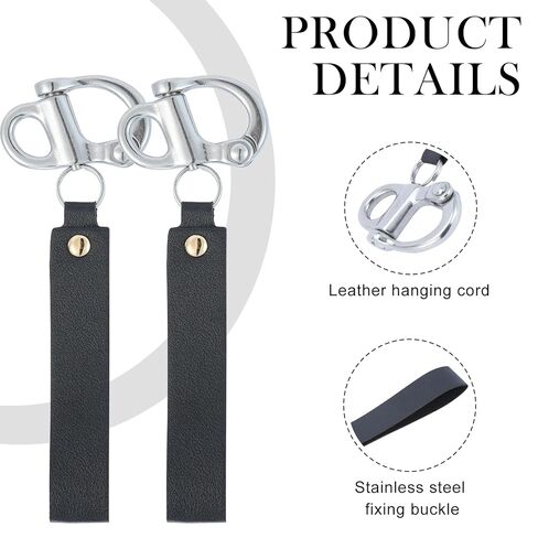 2 Pcs SCBA Mask Quick Release Clip Firefighter Accessories Firefighter Quick Release Shackle Marine Grade 316 Stainless Steel Shackle for Rigging with Leather Handle in Kuwait