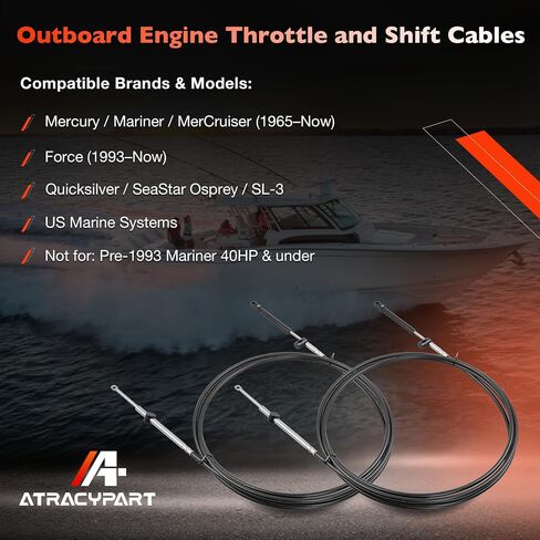 Gen 1 Boat Tourboard Throuboard Cables ، 33C استبدال الكابلات عن بُعد ، متوافق مع Mercury ، Mercruiser ، Mariner ، Force Motor Engines ، استبدال سلسلة CC179 (2pcs) in Saudi Arabia