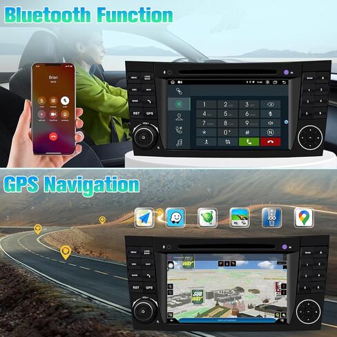 Radio for W211: 128G Double Din Car Stereo with Bluetooth AM FM Carplay for Mercedes Benz E500 E300 2002-2009, 7" Aftermarket Touch Screen Android System Head Unit with Backup Camera FMAM for Apple in Saudi Arabia