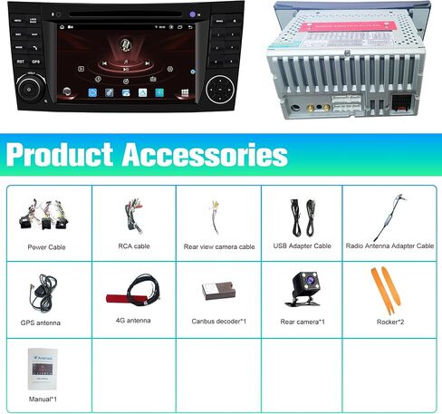 Radio for W211: 128G Double Din Car Stereo with Bluetooth AM FM Carplay for Mercedes Benz E500 E300 2002-2009, 7" Aftermarket Touch Screen Android System Head Unit with Backup Camera FMAM for Apple in Saudi Arabia