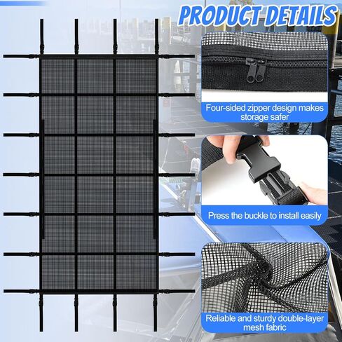 118" x 59" Boat Lift Canopy Storage Net - Creates Storage Area Under The Boat Lift Canopy, Double Layer Mesh Organizer Net with Zipper for Store Life Jackets, Fishing Rods in Saudi Arabia