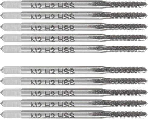 Garosa 10Pcs Tap Drill Straight Flute High Speed Steel Bottom Machine Hardware Tools M2 W6542, Easy Installation and Use, Suitable for A Wide Range of Metal Materials, Wearresistant in Saudi Arabia