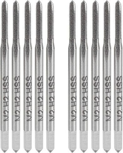 Garosa 10Pcs Tap Drill Straight Flute High Speed Steel Bottom Machine Hardware Tools M2 W6542, Easy Installation and Use, Suitable for A Wide Range of Metal Materials, Wearresistant in Saudi Arabia