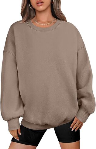 ANRABESS البلوز المتضخم للنساء الصوف كم طويل Crewneck بلوزة كاجوال خريف 2023 الملابس العصرية in Kuwait