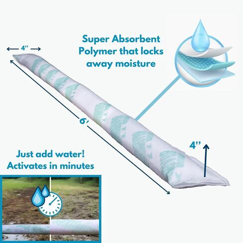 AquaShield Powered by Mobilevee - Extra-Long Water Absorbent Barrier 72"x4" - 2 Pack for Flood Protection, Spill Response, and Leak Containment in Saudi Arabia