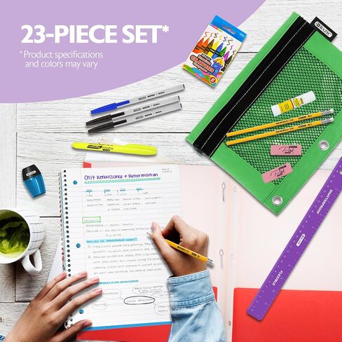 BAZIC Primary School Kit Supply Box 57 Count for Kindergarten Elementary Student K-6 Grades, Composition Book Coloring Pencil, Color May Vary, 1-Pack in Kuwait