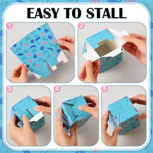 Zhehao 50 Pcs Blue and Pink Cartoon Popcorn Boxes Mini Palm Leaves Hawaiian Popcorn Cup Paper Holder Tropical Luau Party Favor for Summer Birthday Party Favor Supplies Decorations in Saudi Arabia