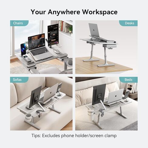 Newtral Laptop Bed Tray Desk, Height & Angle Adjustable Foldable Laptop Stand w/Cup Holder, Mousepad, Laptop Table Bookstand for Gaming, Working, Sofa & Office Chairs Use in Saudi Arabia