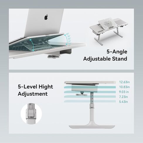 Newtral Laptop Bed Tray Desk, Height & Angle Adjustable Foldable Laptop Stand w/Cup Holder, Mousepad, Laptop Table Bookstand for Gaming, Working, Sofa & Office Chairs Use in Saudi Arabia