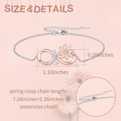 سوار الأم الابنة S925 STERLING SILVER SET 2 Butterfly Heart مطابقة عباد الشمس الورد الأساور للذهول مع مجوهرات الهدايا عيد ميلاد لأمي ابنة النساء in Kuwait