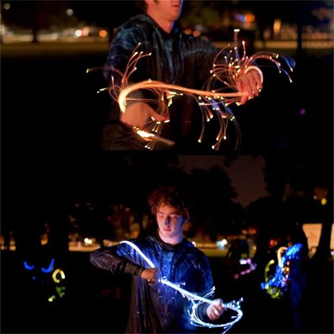 LED Fiber Optic Optic Whip 6ft 360 ° Pivel Pixel Whip Whip القابلة لإعادة الشحن سوط 23 أوضاع تأثير ملونة لعبة الهذيان لسوط LED (أبيض) in Saudi Arabia