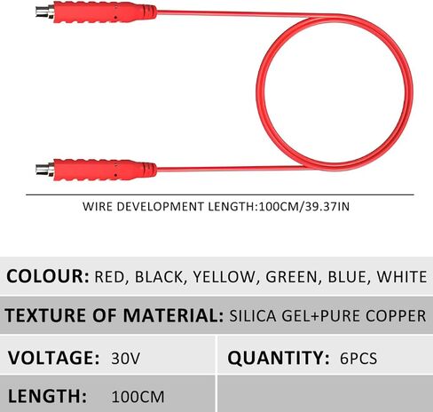 6pcs الاختبار المغناطيسي يؤدي الأسلاك السيليكون الناعمة للسيليكون HVAC 30V AC/5A 20AWG احترافية منخفضة الجهد السلك المرن للاختبار الإلكتروني (6) in Kuwait