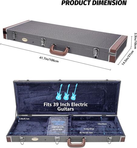 Letsrock Electric Guitar Hard Shell Case ، حافلة حافلة على الجيتار الكهربائي القياسي 39 بوصة لطراز KST/KTL/170 مع مزلاج القفل in Kuwait