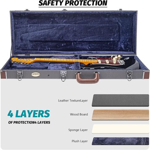 Letsrock Electric Guitar Hard Shell Case ، حافلة حافلة على الجيتار الكهربائي القياسي 39 بوصة لطراز KST/KTL/170 مع مزلاج القفل in Kuwait