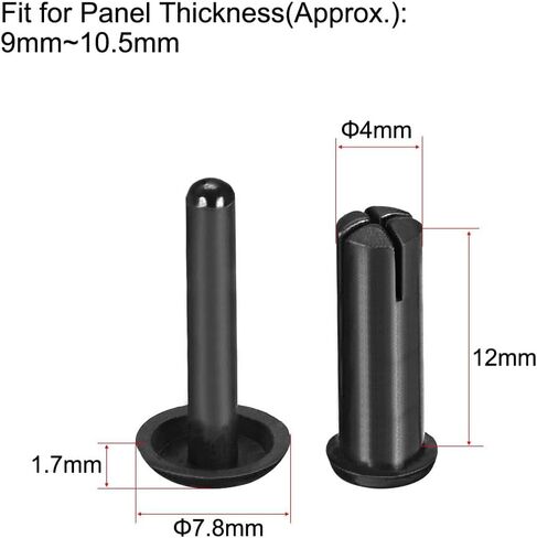 #US 50pcs Push Clips Rivets 4mm X 12mm PCB Circuit Panel Nylon Fasteners Black in Saudi Arabia