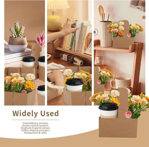 100 PCS Coffee Drink Carrier مع مقبض (12-30 أوقية) 2 كوب أو 4 أكواب ، حامل كوب من الورق المقوى القابل للتصرف مع مقبض ، حاملي كوب يمكن التخلص منها للمشروبات ، رائعة لجميع مشروبك وتوصيل الطعام in Saudi Arabia