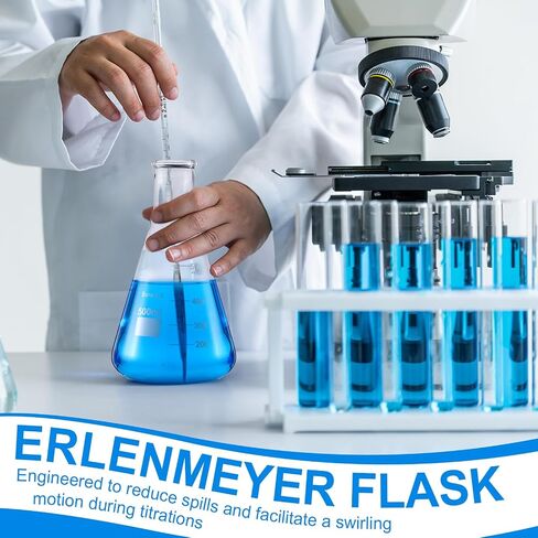 8 PCS 500 ML Glass Erlenmeyer Flask الضيقة الفم Erlenmeyer Flask Borosilicate Glass قياس دورق مخروطية مع مقياس لمشاريع المدارس المختبرية في العلوم الطرفية الاستخدام اليومي in Saudi Arabia