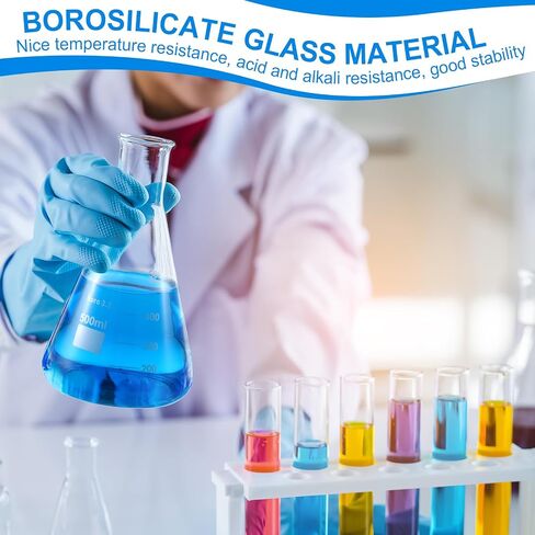 8 PCS 500 ML Glass Erlenmeyer Flask الضيقة الفم Erlenmeyer Flask Borosilicate Glass قياس دورق مخروطية مع مقياس لمشاريع المدارس المختبرية في العلوم الطرفية الاستخدام اليومي in Saudi Arabia