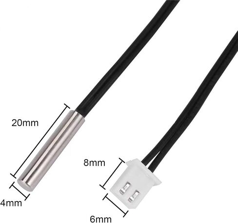 10K NTC Thermistor B3435 مسبار مستشعر درجة الحرارة ، مستشعر درجة حرارة مقاوم للماء مع محطات من الفولاذ المقاوم للصدأ ، مناسبة لموزع المياه ، مكيفات الهواء ، الثلاجات ، إلخ. 2 دبوس XH2.54 قابس in Kuwait