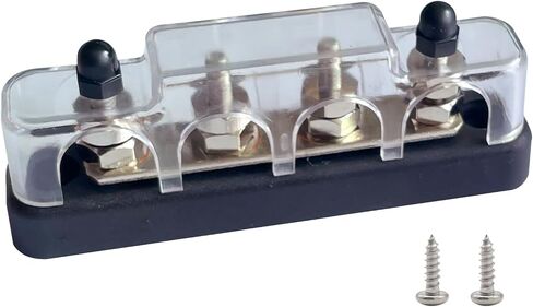 6 × 5/16 "(M8) ترصيع شريط الحافلات الأرض ، Ampper 5.9" 12V 200A BUTTION BUSBAR مع غطاء للسيارات والقوارب والطاقة الشمسية (أسود) in Kuwait
