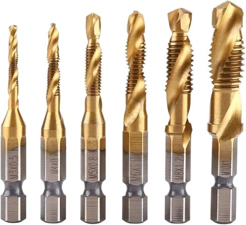 6pcs m3-m10 المسمار الحفر البتات الحفر الصنابير مجموعة metric bit 1/4 بوصة التغيير hex (m6 (1pc)) in Saudi Arabia