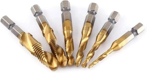 6pcs m3-m10 المسمار الحفر البتات الحفر الصنابير مجموعة metric bit 1/4 بوصة التغيير hex (m6 (1pc)) in Saudi Arabia