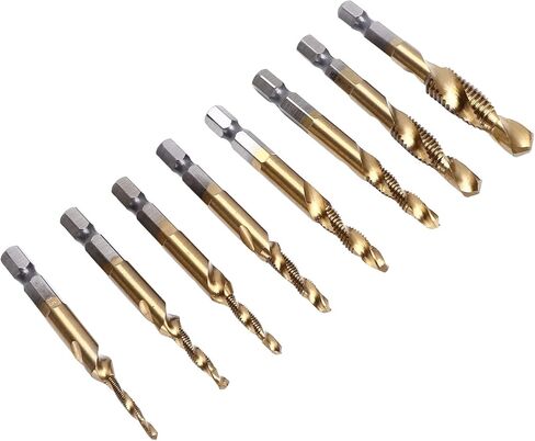 Ymiko Drill Tap Set, 8Pcs Spiral Flute Tap Metric Set 1/4in Hex Shank Combination Screw Tapping Bit Drilling Chamfering Tool in Saudi Arabia