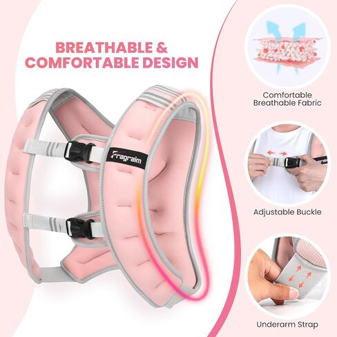 Fragraim Weighted Vest for Women Men - 8lb/10lb/12lb/16lb/22lb Weight Vest with Reflective Stripe, Detachable Phone Pouch, Ideal for Walking, Strength Training, Running, Workout, Cardio in Kuwait
