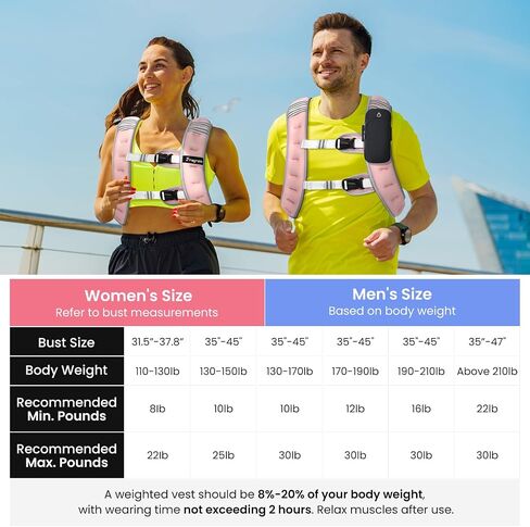 Fragraim Weighted Vest for Women Men - 8lb/10lb/12lb/16lb/22lb Weight Vest with Reflective Stripe, Detachable Phone Pouch, Ideal for Walking, Strength Training, Running, Workout, Cardio in Kuwait
