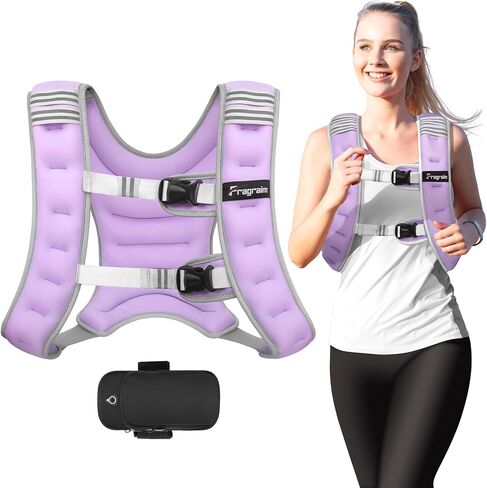 Fragraim Weighted Vest for Women Men - 8lb/10lb/12lb/16lb/22lb Weight Vest with Reflective Stripe, Detachable Phone Pouch, Ideal for Walking, Strength Training, Running, Workout, Cardio in Kuwait