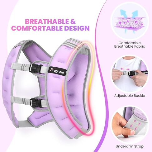 Fragraim Weighted Vest for Women Men - 8lb/10lb/12lb/16lb/22lb Weight Vest with Reflective Stripe, Detachable Phone Pouch, Ideal for Walking, Strength Training, Running, Workout, Cardio in Kuwait