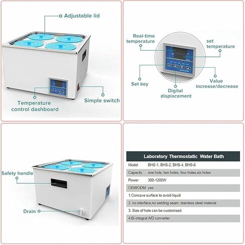 Wzglod Digital Thermostatic Lab Water Bath ، معدات مختبر حمام المياه المصنوعة من الفولاذ المقاوم للصدأ in Saudi Arabia