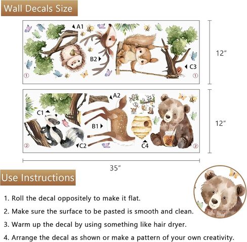 Yovkky Baby Dragon Wall Scals ملصقات ، نجوم القمر الغيوم ، ديكور غرفة حضانة الغابات ، غرفة الأطفال ديكورات المنزل in Kuwait