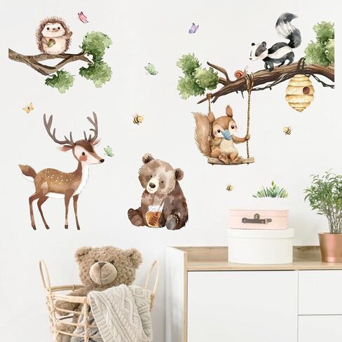 Yovkky Baby Dragon Wall Scals ملصقات ، نجوم القمر الغيوم ، ديكور غرفة حضانة الغابات ، غرفة الأطفال ديكورات المنزل in Kuwait