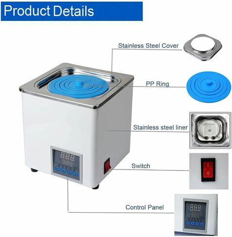 Wzglod 300w Digital Lab Water Bath, Stainless Steel Digital Water Bath, Lab Digital Thermostatic Water Bath with Adjustable Protective Cover Lid in Saudi Arabia