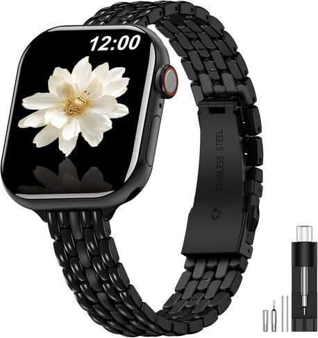 MioHHR Slim Metal Bands Compatible with Apple Watch Band 38mm 40mm 41mm 42mm (Series 10), Thin Chain Stainless Steel Strap Bands for Women iWatch Series 10 9 8 7 6 5 4 SE 3 2 1, Silver in Saudi Arabia