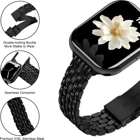 MioHHR Slim Metal Bands Compatible with Apple Watch Band 38mm 40mm 41mm 42mm (Series 10), Thin Chain Stainless Steel Strap Bands for Women iWatch Series 10 9 8 7 6 5 4 SE 3 2 1, Silver in Saudi Arabia