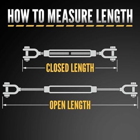 US Cargo Control Jaw and Jaw Turnbuckles 1/2" x 6" (4-Pack), 2,200 LBS Working Load Limit, UNC Thread Hot-Dipped Galvanized Turnbuckle Heavy Duty for Wire Rope, In-Line Pulls & Tension Applications in Saudi Arabia