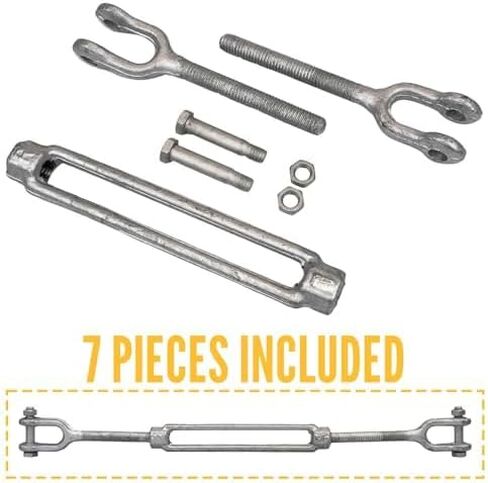 US Cargo Control Jaw and Jaw Turnbuckles 1/2" x 6" (4-Pack), 2,200 LBS Working Load Limit, UNC Thread Hot-Dipped Galvanized Turnbuckle Heavy Duty for Wire Rope, In-Line Pulls & Tension Applications in Saudi Arabia