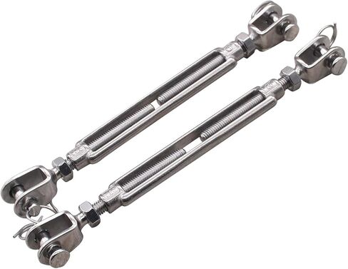 Heavy Duty Turnbuckle 5/16" x 11" Jaw & Jaw,304 Stainless Steel,Adjustable Rigging Hardware for Stage, Marine, Construction (Pack of 2) (M8) in Kuwait