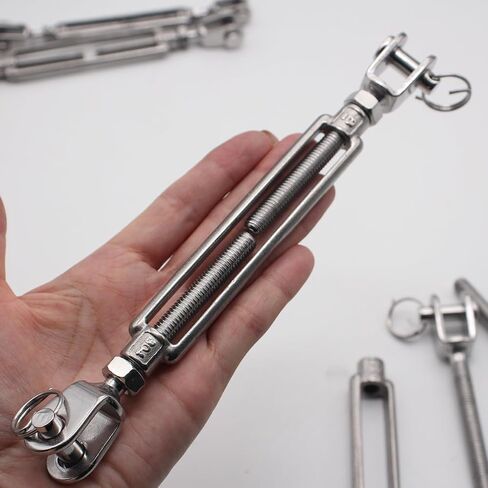 Heavy Duty Turnbuckle 5/16" x 11" Jaw & Jaw,304 Stainless Steel,Adjustable Rigging Hardware for Stage, Marine, Construction (Pack of 2) (M8) in Kuwait