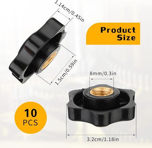 10pcs m8 star chlamping المكسرات ، مقابض ملولبة العشب مقبض مقبض مقبض القفل الجناح أداة تثبيت الجوز لتركيبات الآلات مشاريع DIY in Kuwait