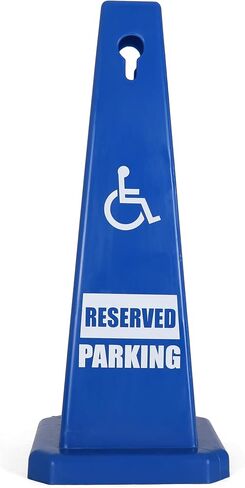 Handicap Parking Cones - 28" Blue Cones with Handicap Parking Signs - Parking Cones - Blue Safety Cones - Construction Cones - Street Cones (4 Pack, Handicap) in Kuwait