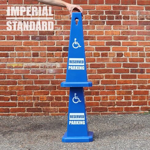 Handicap Parking Cones - 28" Blue Cones with Handicap Parking Signs - Parking Cones - Blue Safety Cones - Construction Cones - Street Cones (4 Pack, Handicap) in Kuwait