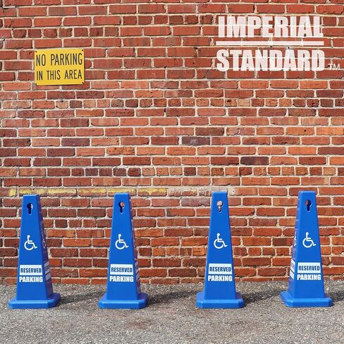 Handicap Parking Cones - 28" Blue Cones with Handicap Parking Signs - Parking Cones - Blue Safety Cones - Construction Cones - Street Cones (4 Pack, Handicap) in Kuwait