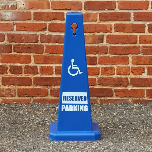 Handicap Parking Cones - 28" Blue Cones with Handicap Parking Signs - Parking Cones - Blue Safety Cones - Construction Cones - Street Cones (4 Pack, Handicap) in Kuwait