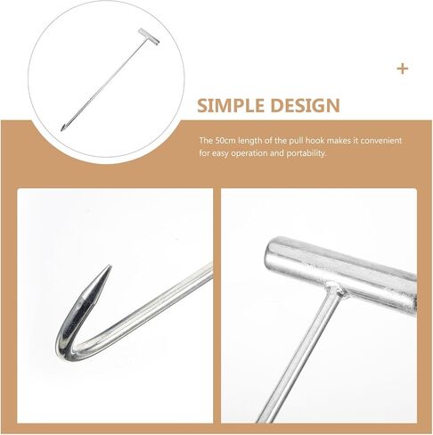 Heavy Duty Manhole Cover Hook,T-Shaped Lifter Hook,Stainless Steel Manhole Remover Tool,Multi-Purpose for Well Covers Roll-up Doors Outdoor Use in Kuwait