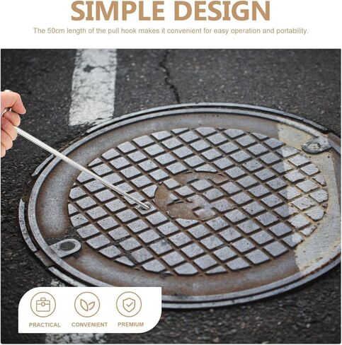 Heavy Duty Manhole Cover Hook,T-Shaped Lifter Hook,Stainless Steel Manhole Remover Tool,Multi-Purpose for Well Covers Roll-up Doors Outdoor Use in Kuwait
