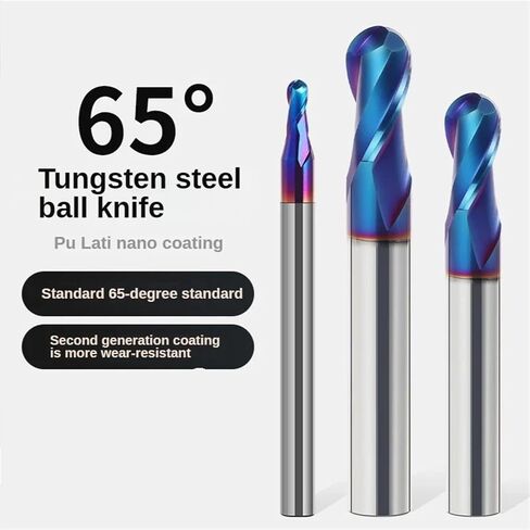 HRC65 Blue Coating Alloy Ball end milling Cutter 2 Flute CNC Machining Tungsten Steel Ball Cutter milling Cutter Tools(R5x150) in Saudi Arabia